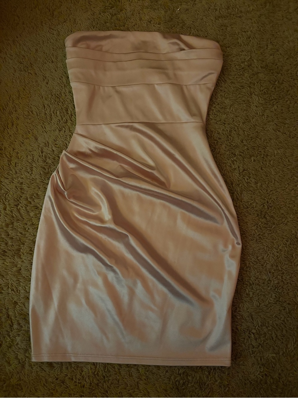 Windsor Strapless Satin Bodycon Dress in Blush Pink